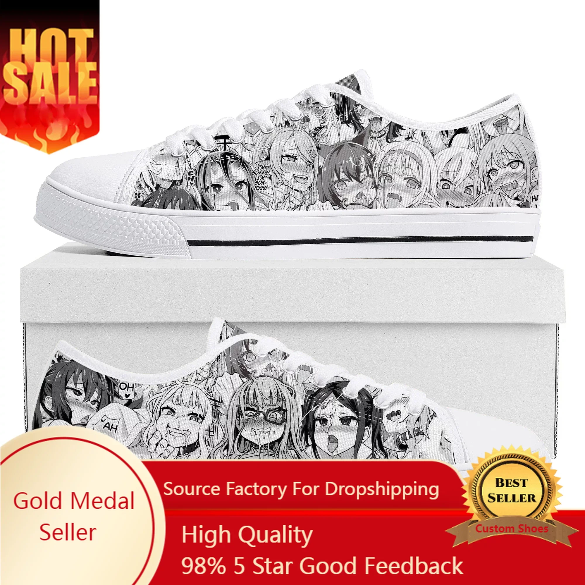 Cartoon A-Ahegaos Low Top Sneakers Mens Womens Teenager Canvas High Quality Sneaker Casual Custom Made Shoes Customize DIY Shoe