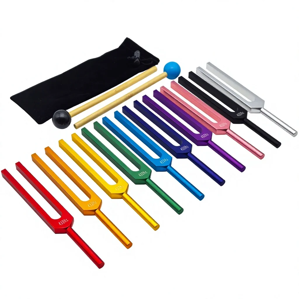 Factory-direct Supply 432 Hz Aluminum Alloy Golden-colored and Colorful Tuning Forks; Cross-border Ready-stock Triangular Model