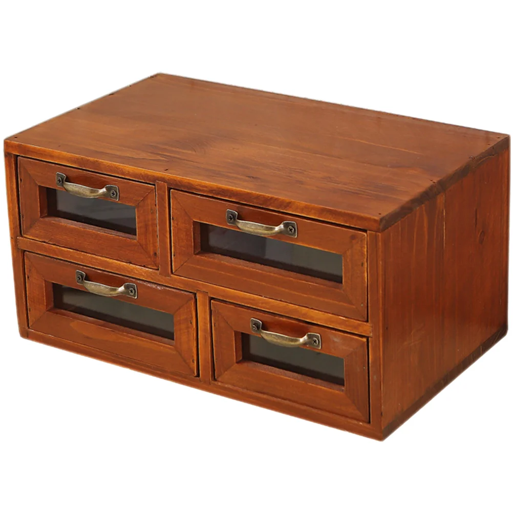 Drawer Locker Vintage Desk Desktop File Organizer Drawers for Make up Desks Office Wooden Box