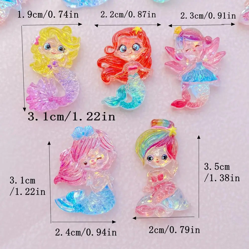 10PCS New Cute Cartoon Shiny Mermaid Series 3D Cabochon Scrapbooking DIY Jewelry Ornament Decorate Accessories