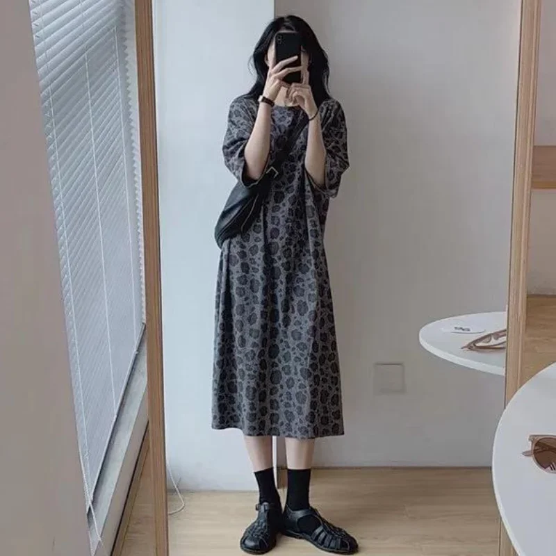 Nightgowns Women Leopard Creativity Special All-match Daily Casual Korean Style Vintage Charming Ladies Summer Delicate Fashion