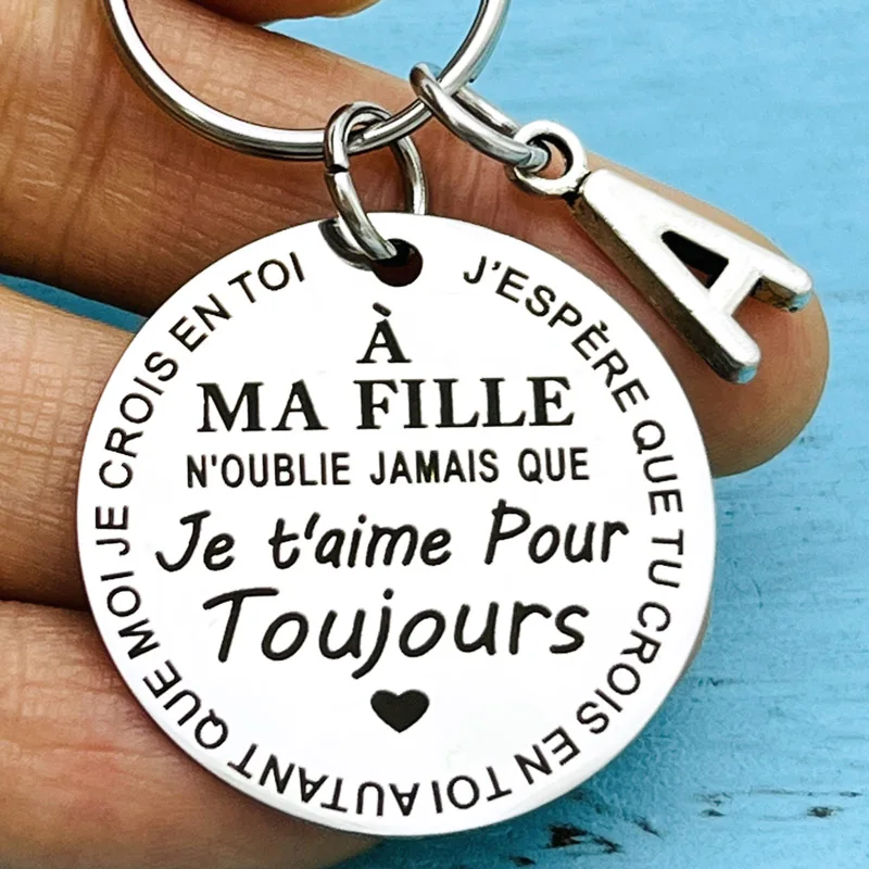 French To My Son Daughter I Love You Forever Inspirational Gift Keychain, Best Gift Idea for Son Daughter Stocking Stuff Gifts