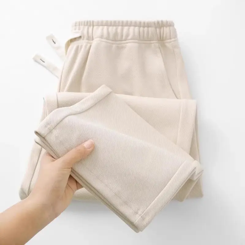 Unisex Loose Straight Leg Sweatpants Solid Color Draping Slim Casual Pants Fall