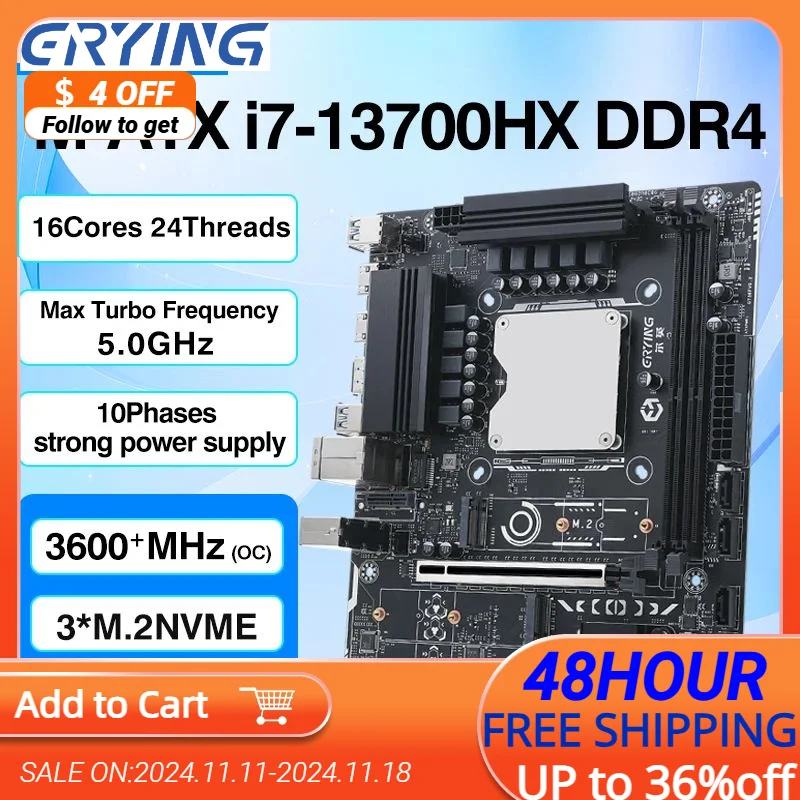 ERYING DIY Gaming PC Computer Motherboard with Onboard CPU Interpose kit i7 13700HX 16C24T DDR4 RAM Memory Desktop PC Gamer