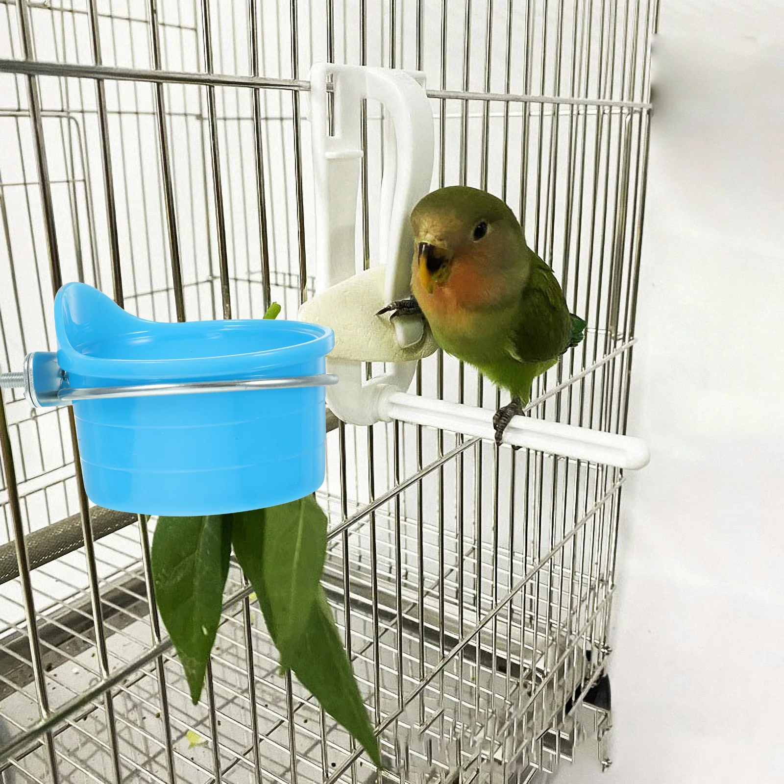 

2Pcs Bird Cage Accessories Parrot Feeder Bowl Plastic Food Holder for Pigeon Parakeet Cockatiel Convenient Hanging Bird Feeding