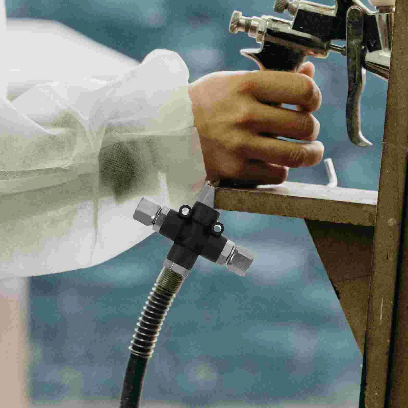 Konektor Tee dengan Aksesori Penghubung Pas Airbrush Logam Dapat Disesuaikan Tiga Arah 1/8 Inci untuk Adaptor Kompresor Udara