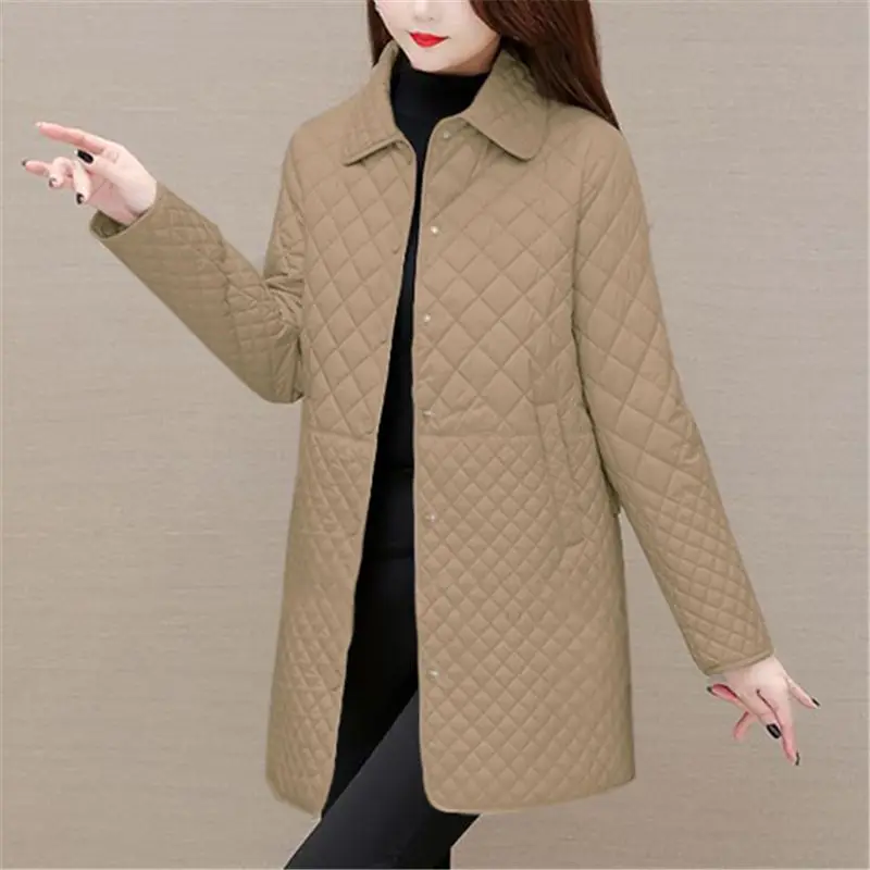 Winter Women\'s Clothing Quilted Jacket Vintage Warm Parkas Lightweight Loose Design Coats Big Size Long Sleeve Single-breasted