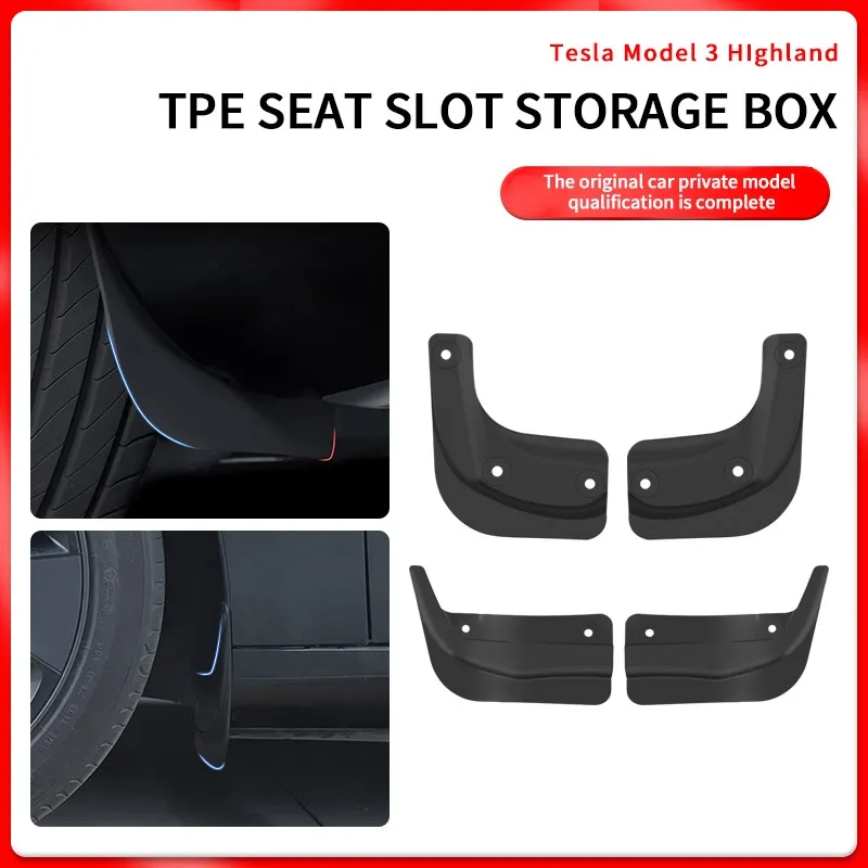 

Soft Mud Flaps For Tesla Model 3 Highland 2024 TPE Wheel Mudguard Fender Anti-Snow Anti-Sand Guard Protector Invisible Mud Flaps