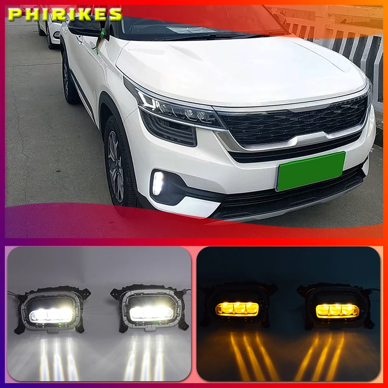 For Kia Seltos KX3 2020 2021 Turn Yellow Signal Relay 12V Car DRL Lamp LED Daytime Running Light