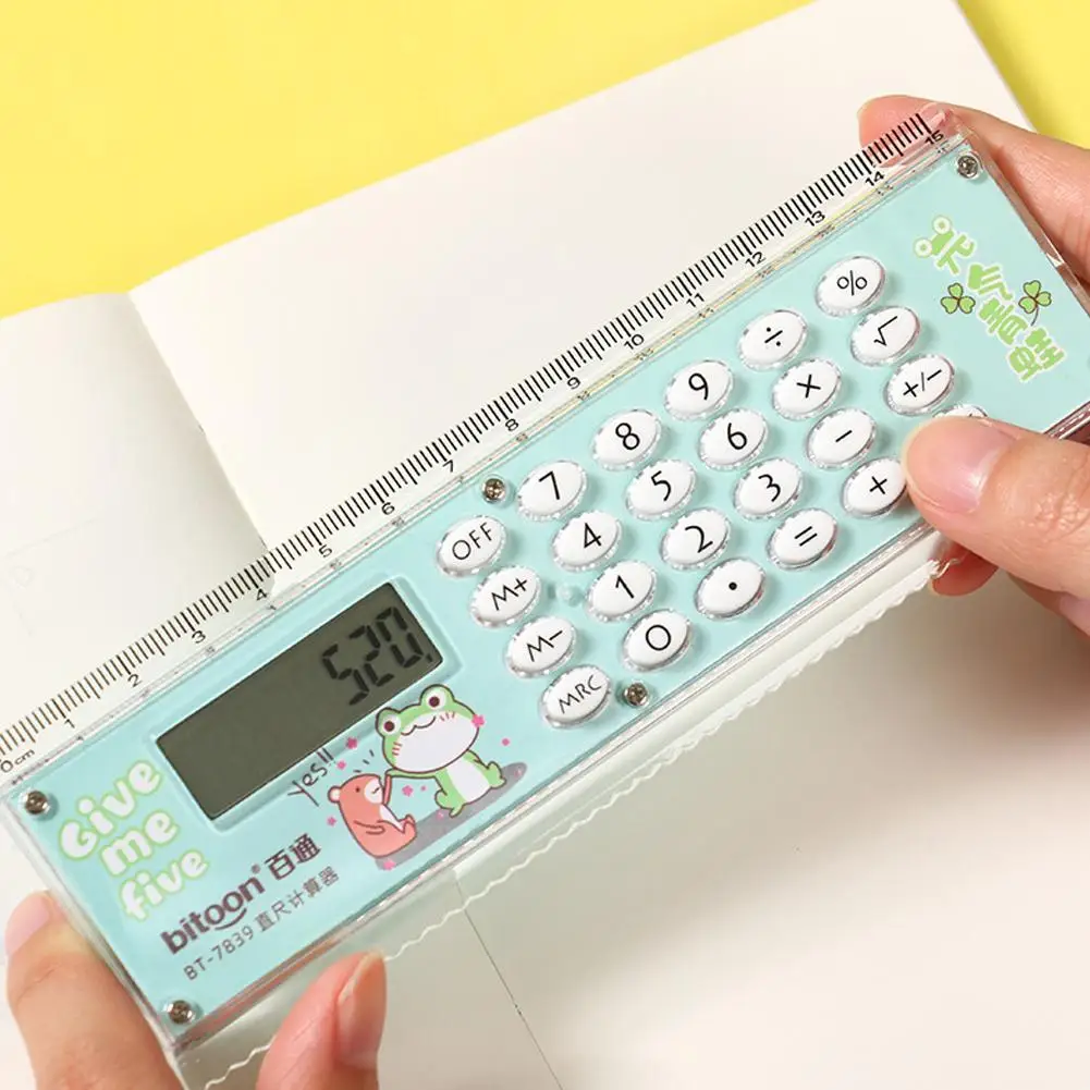 Kawaii Cartoon Multifunctional Ruler Calculator Set Mathematical Calculation Math Measuring Rulers Students Office Stationery