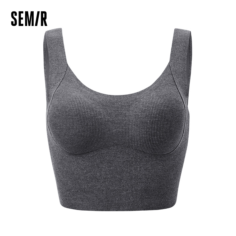  Semir Vest Women With Built-In Bra Integrated Strappy Top Lifting Underwear Solid Color Base Layer Inner Wear Slim Fit 