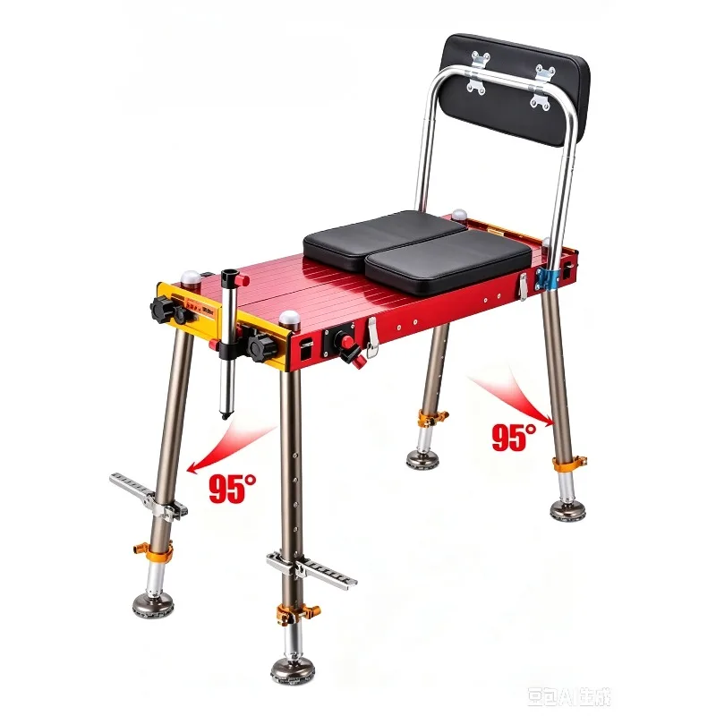 Ultra Light Aluminum Folding Fishing Table, New Model Large Fishing Platform & Tackle Box for Portability