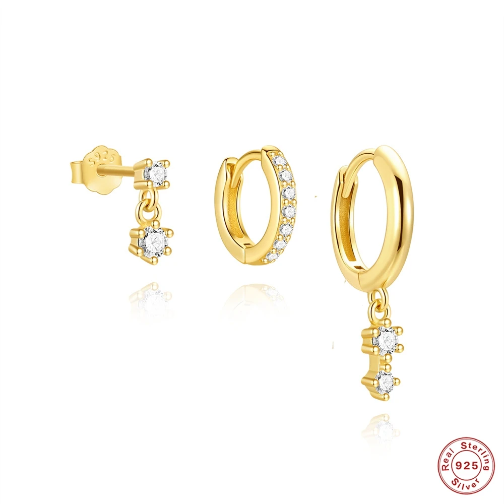 

AIDE комплект серег-колец из стерлингового серебра 925 пробы для женщин, пряжки для ушей Huggie, несколько пирсинга, серьги-гвоздики из стерлингового серебра 925 пробы, ювелирные изделия