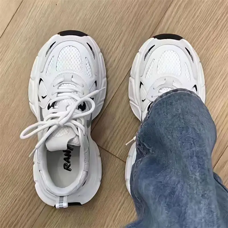 

2025 women's spring, autumn and winter new thin casual sports shoes versatile platform dad shoes breathable single shoes