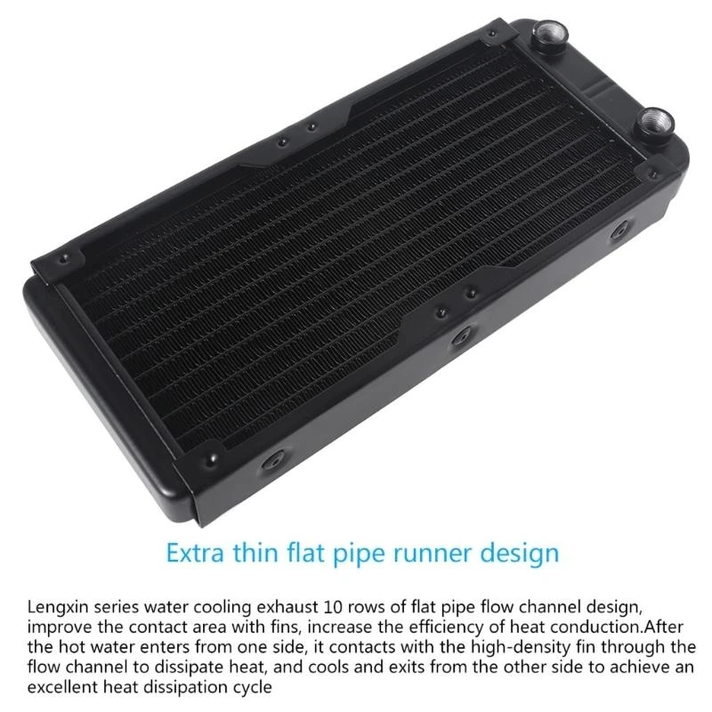 Y2GD DIY Liquid Cooling System High-Density Fins 10-Row Tubes Aluminum Radiator for Computer Water Cooling System 240mm/9.45