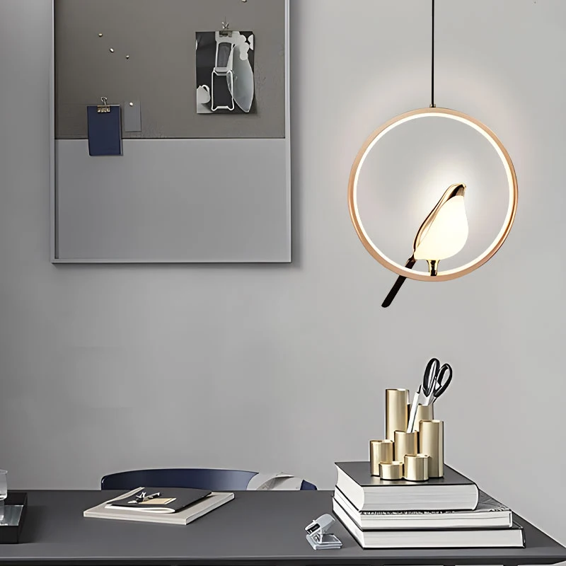 تدوير العقعق الطيور LED مصباح نجف قلادة تركيبات الإضاءة للمطبخ السرير الذهب الفضة علقت مصابيح تعليق للزينة