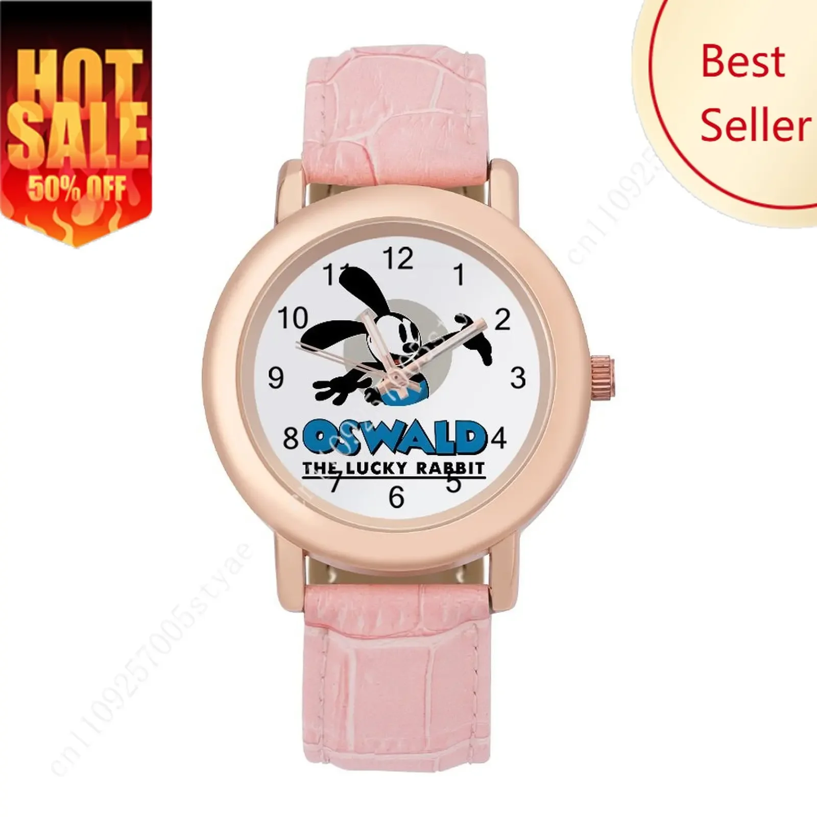 

Oswald the Lucky Rabbit Women Leather Strap Watch Disney Cartoon Custom Watch Personalized Design Holiday Birthday Anniversarie