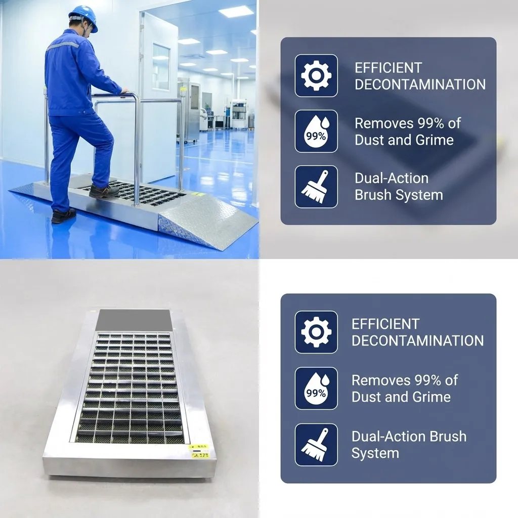 CLW-T10P Automatic Roller Type Shoe Sole Cleaning Machine Industrial Dust Free Workshop Cleanroom Entrance Boot Washer - view 3