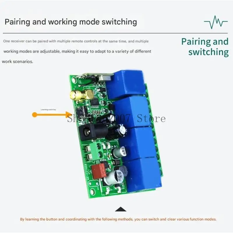 Multiple Purpose 4 Channel 12V RFs Remote 10A Relays ABS Fireproof Housing 40JB