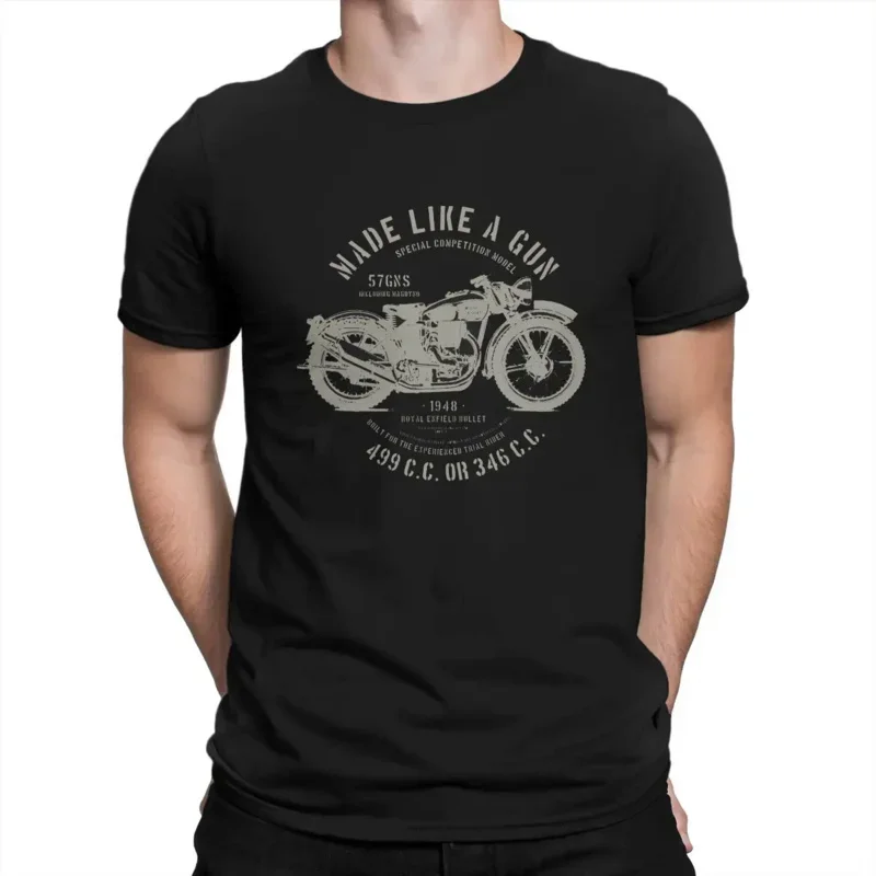 Royal Enfields 'Bullet' 1948 T-Shirt Men One of British Retro Motorcycles Fun Pure Cotton Tees Round Neck Short Sleeve T Shirts