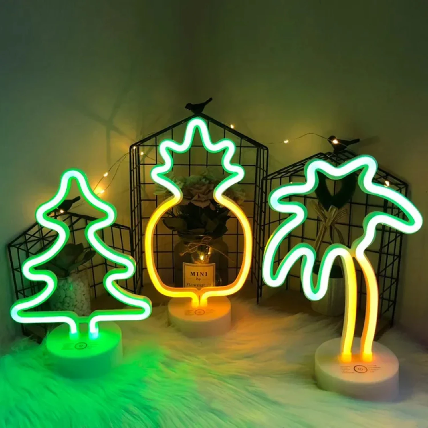 Neon Light Sign LED Night Light Flamingo Unicorn Cactus Lamp Battery Powered  Bedroom Table  Wedding Christmas Decoration