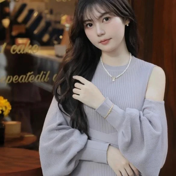 ชุดเสื้อไหมพรมถักสไตล์ญี่ปุ่นแบบสองชิ้น รุ่น Dr ทรงเข้ารูป กระชับเอว 4 ทิศทาง คอลเลคชั่นฤดูหนาวสำหรับสุภาพสตรี