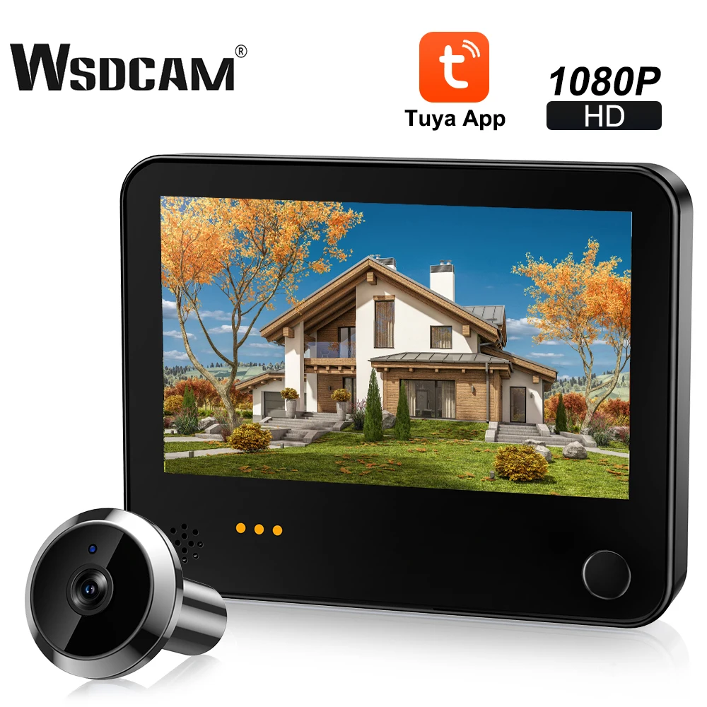 Wsdcam 120° Wide View Angle WiFi PIR Doorbell Infrared Night Vision Camera 4.3 Inch Monitor Built-in 6000 mAh Battery