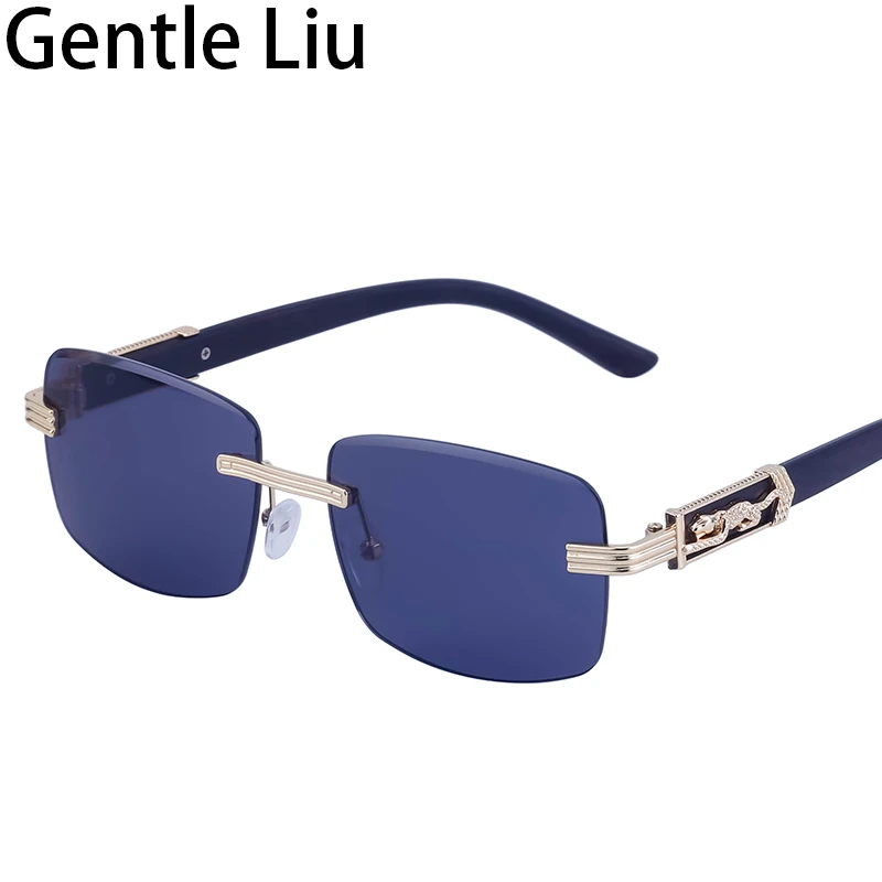 

Fashion Rectangle Rimless Sunglasses Men Women Frameless Vintage Trendy Leopard Frame Eyewear Shades Lunette De Soleil Homme