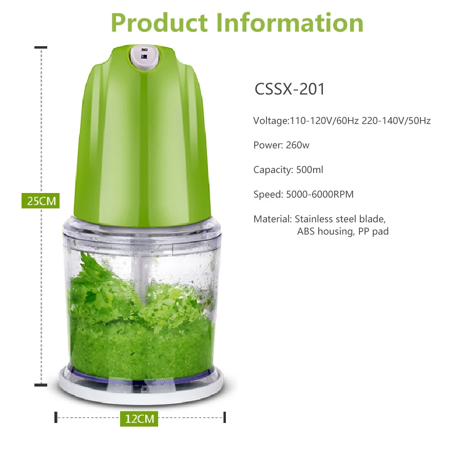 Oem one-button start 500ml big capacity 2 blades portable new pink green white processor baby blender food