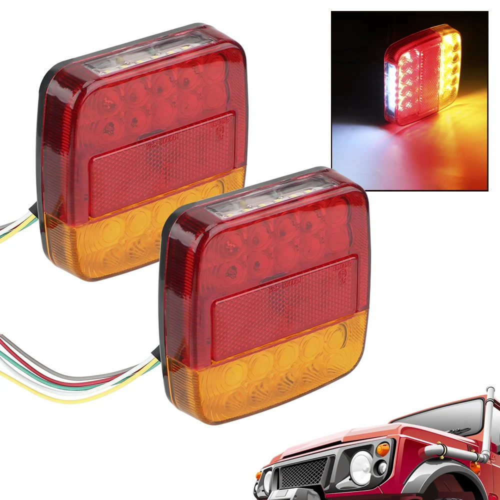 26 LEDs Tail Light Number Plate Light 1 Pair Trailer Truck Caravan Taillight Turn Signal Indicator Rear Reverse Brake Stop Lamp