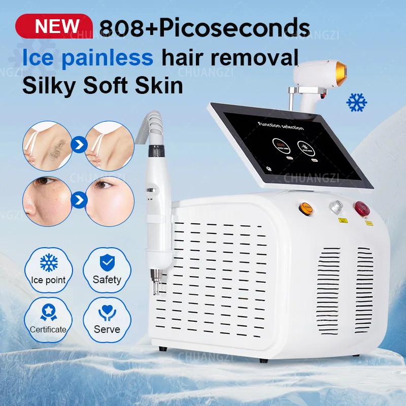 Profession 808nm Laser Diode Hair Removal Machine 2in1 Freckle Tattoo Removal eyebrow pigment Smooth wrinkles Epilator equipment