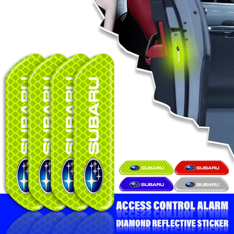 

4PCS Car Door Safety Warning Reflective Mark 3D Sticker for Subaru Forester SG5 SH Impreza XV Legacy Outback WRX STI GC8 Tribeca