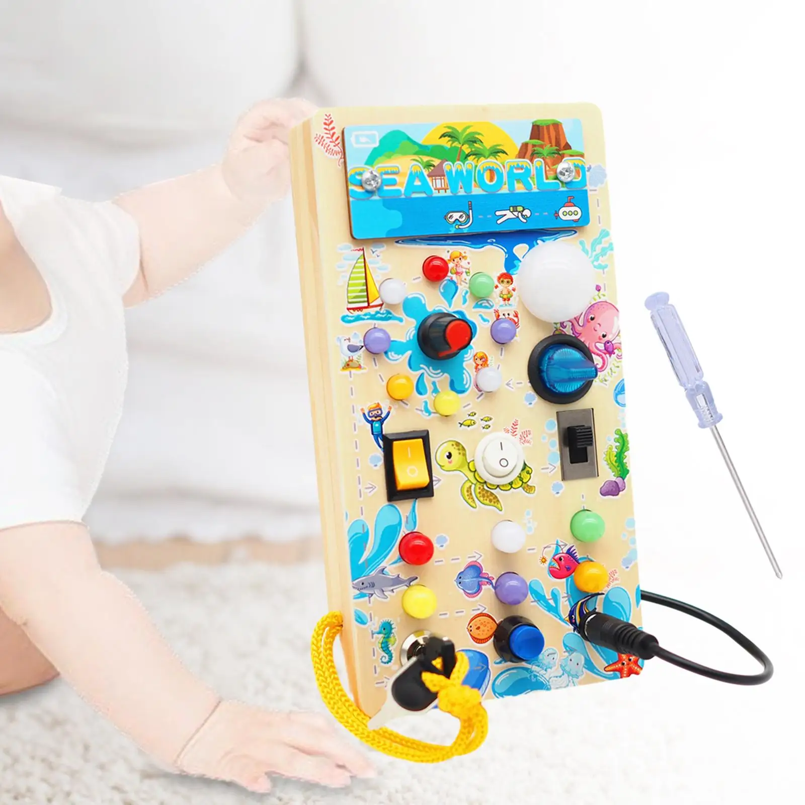 

Montessori Busy Board Teaching Material Boys Girls Ages 1-4 Handcraft Toys Marine Theme Motor Skills Developmental Sensory Toy