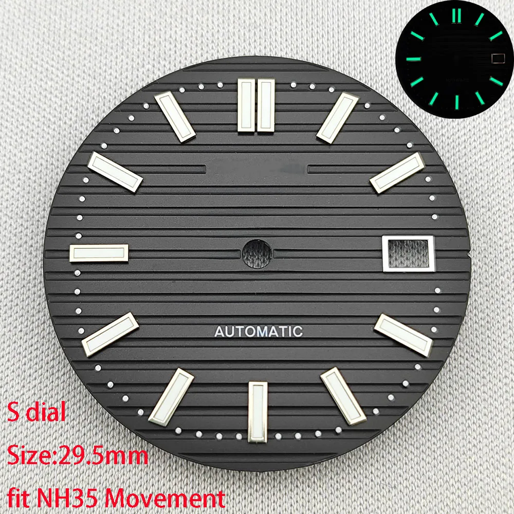 29.5 mmdi alta qualità NH35 dial S dial verde luminoso adatto per lo strumento di riparazione degli accessori dell'orologio dei movimenti NH35