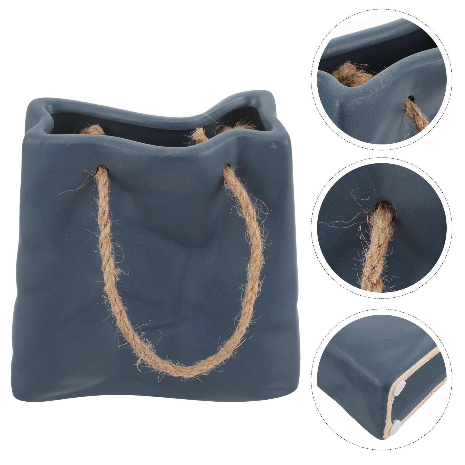 Ceramic Purse Flower Vase Creative Handbag Shaped Vase Modern Simple Design Sturdy Flat Bottom for Home Decor Centerpiece