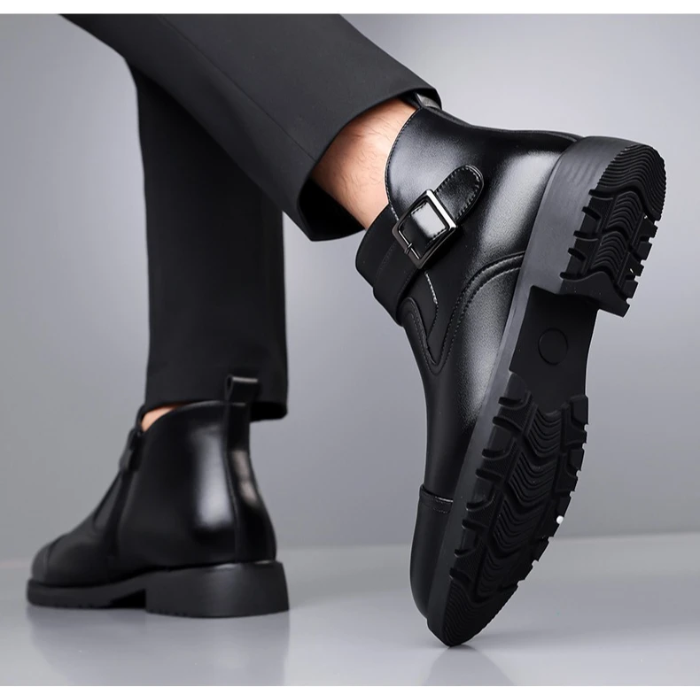 Luxuriöse Business-Herren-Lederstiefel Modische Schnallen-Lederstiefel Elegante Herbst-Neuheit Vielseitige Knöchelstiefel – Detail 11