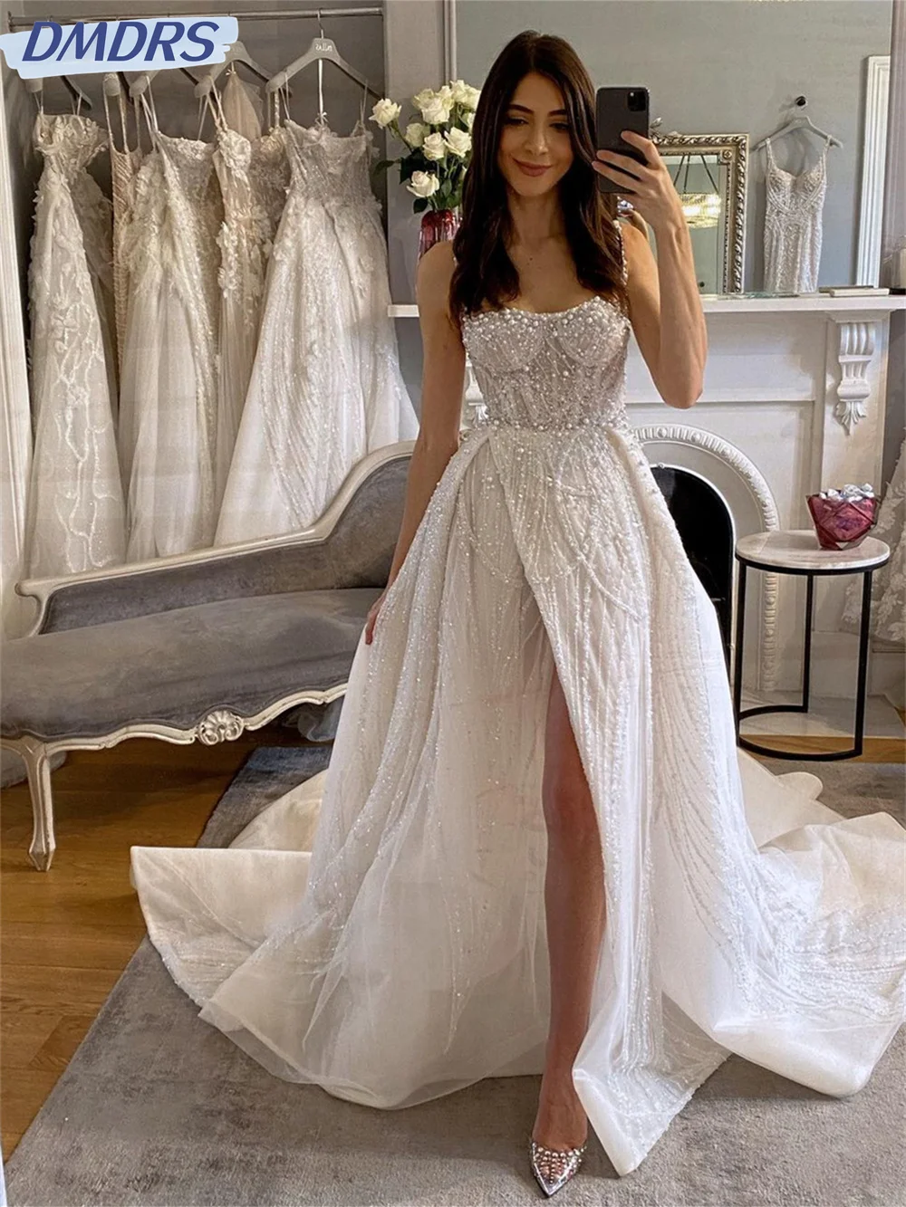 Eervolle eenvoudige strapless avondjurk 2024, charmante mouwloze jurken, elegante vloerjurken met lovertjes, vestidos de novia