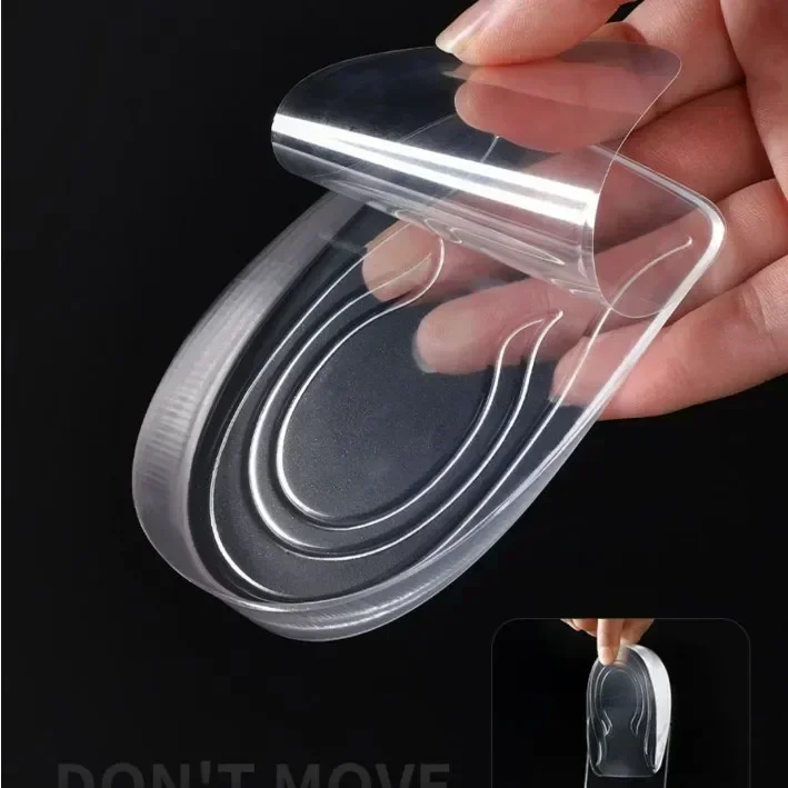 2PCS Invisible Silicone Height Increase Insoles Gel Heel Lifting Inserts Transparent Foot Care Protector Elastic Shoe Insert 3CM image 3