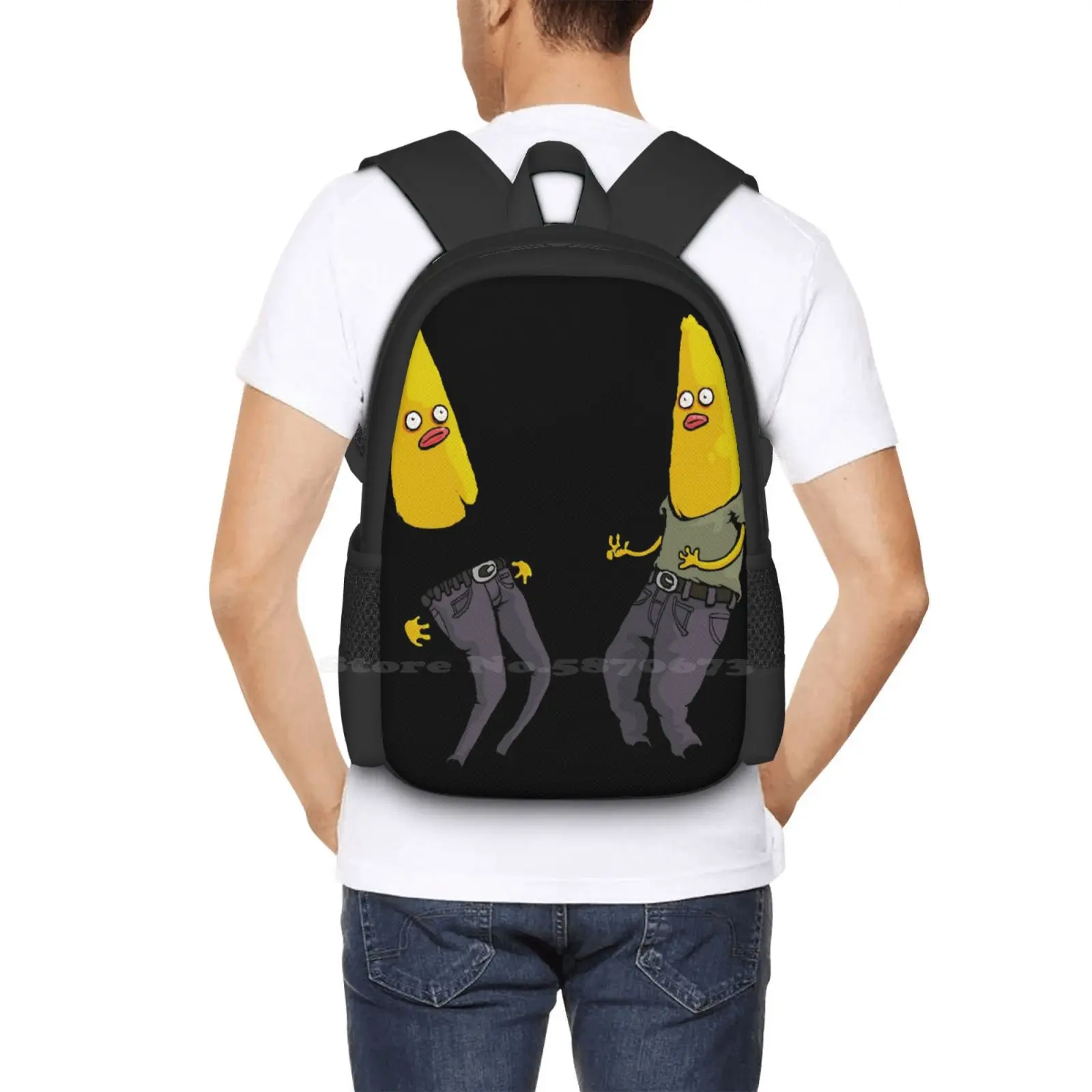 الموز في الملابس العادية حقيبة مدرسية سعة كبيرة على ظهره كمبيوتر محمول مواء سخيف الموز لطيف #6