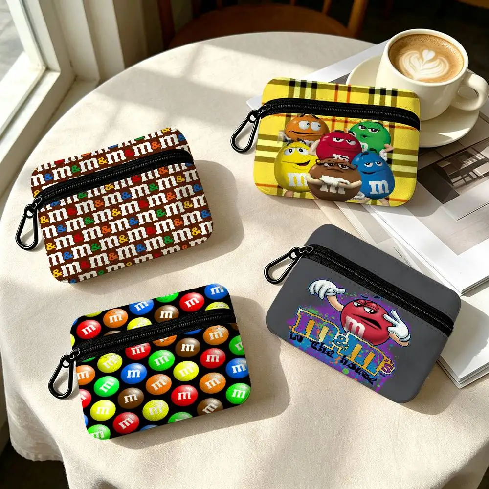 Anime m-M&Ms logo Chocolate Reusable   Daily Carry Oxford Fabric Small Coin Purse Multi-use Storage Pouch For Keys Cards Coins
