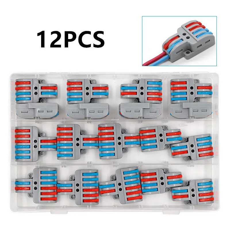 

12PCS Fast Wiring Connector SPL-42/62 Compact Conductor Spring Wiring Connector Conductor Push-in Terminal Block