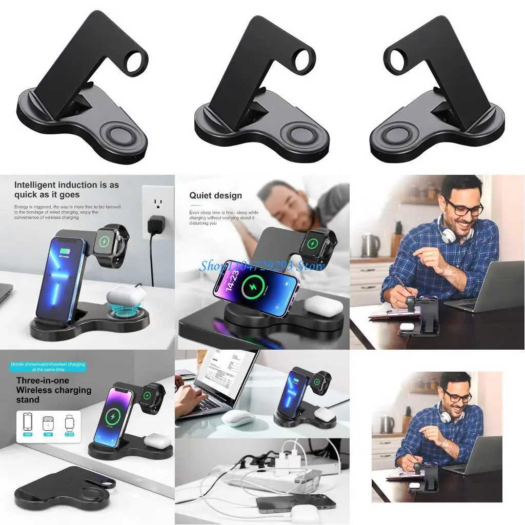 

Y2GD 3 in 1 Wireless Charging Station Adjustable Stand Multiple Device Charges Dock