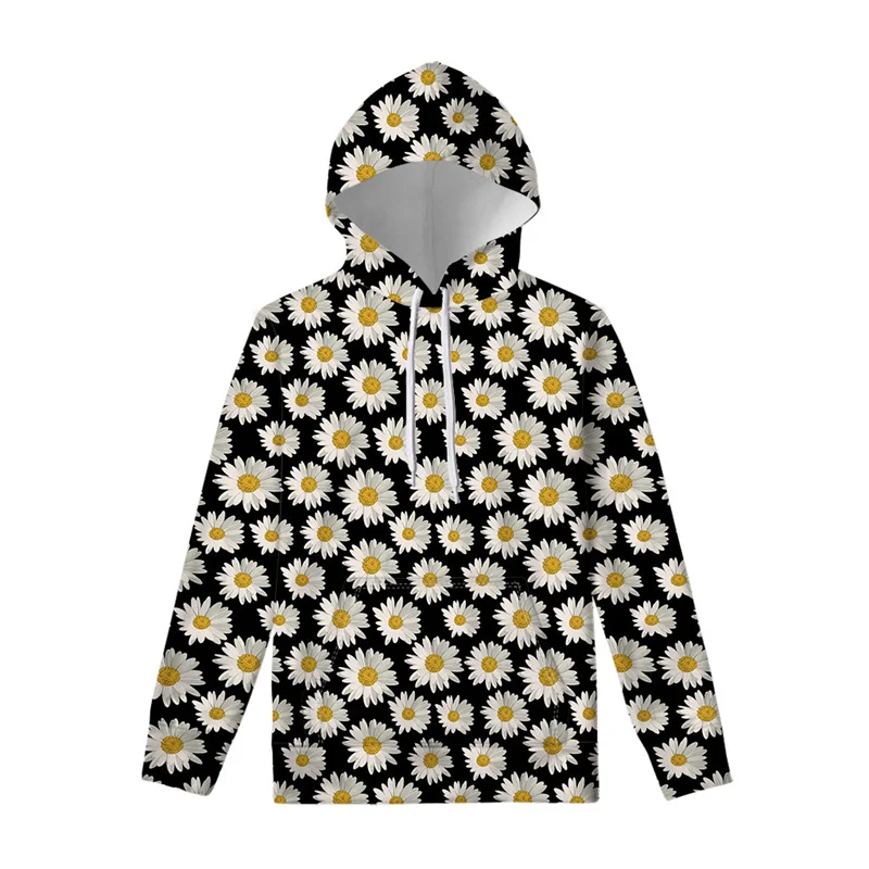 Daisy Flower 3D Printed Hoodie For Men Women Spring Autumn Hoody Long Sleeve Oversized Hoodies Tops Casual Pullover Swearshirts