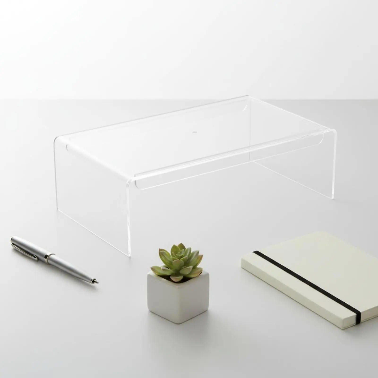 Transparent Desk Riser Multi Use Clear Acrylic Monitor Stand Computer Display Stand Space Saving Transparent Computer Riser