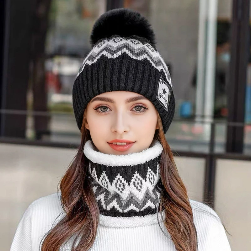 3 قطعة/المجموعة قبعات الشتاء للنساء قبعة صغيرة وشاح قفازات مجموعة قبعة صغيرة المرأة مع وشاح الرقبة أدفأ قفازات لمس