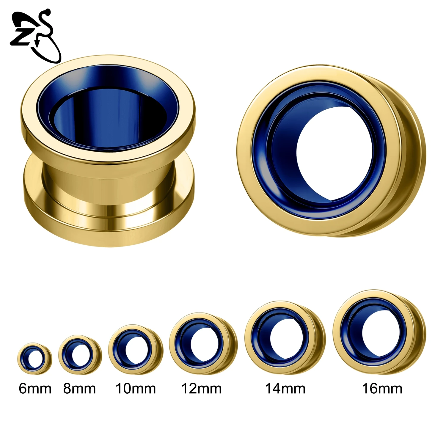 ZS Stainless Steel Ear Plug and Tunnel Set