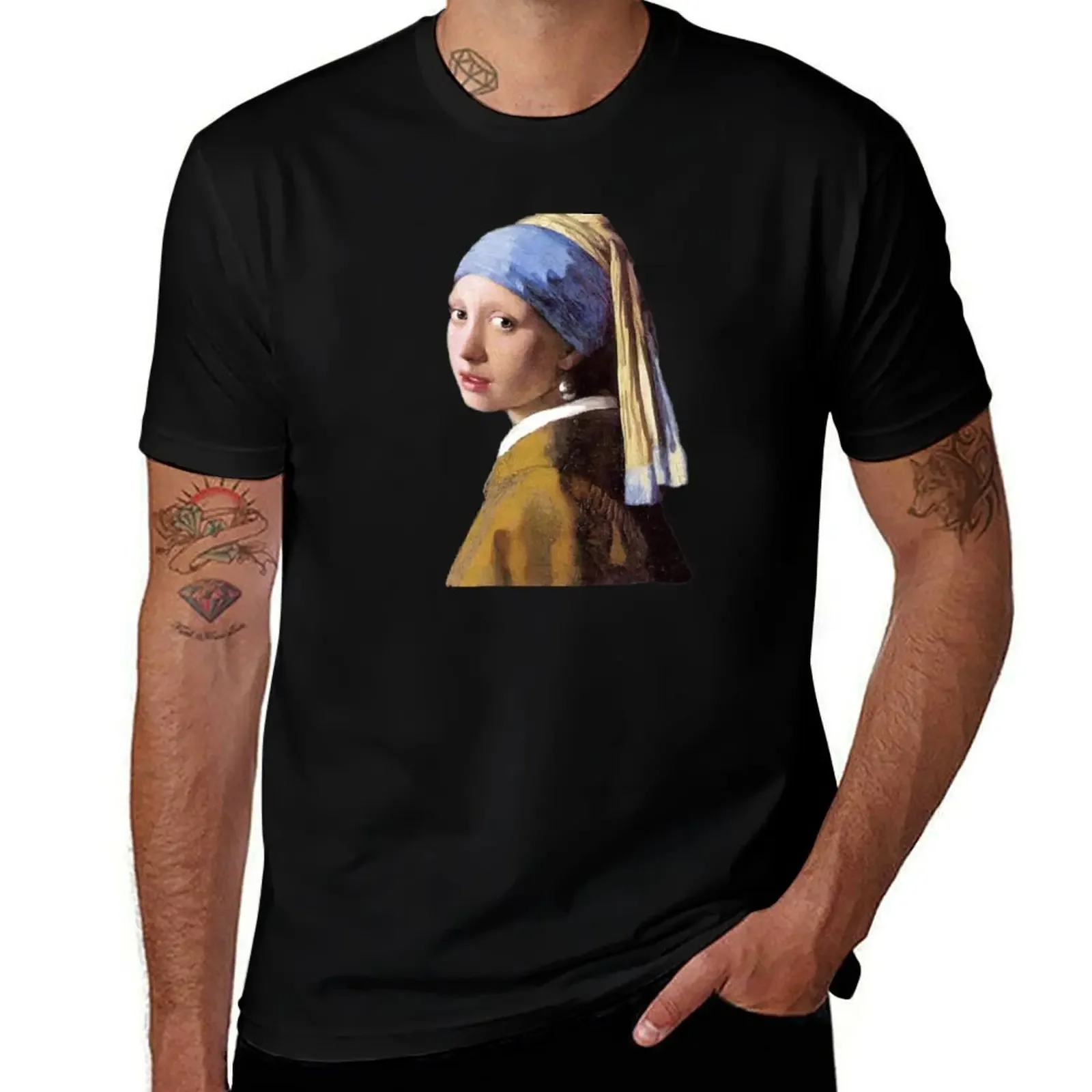 girl with a pearl earring T-Shirt funny gifts custom t shirt funny shirt cotton shirts graphic tee T-shirt men