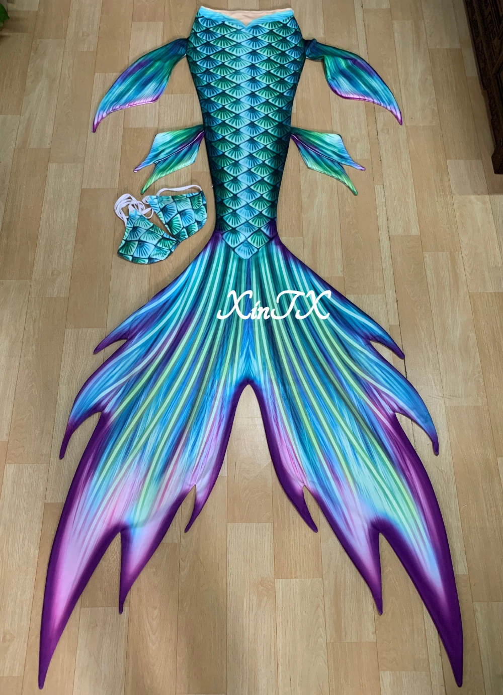 NEW!HD Printing Adults Mermaid Tail Skin Swimming Suit For Cosplay Photoshooting Women Tail Can Add Monofin