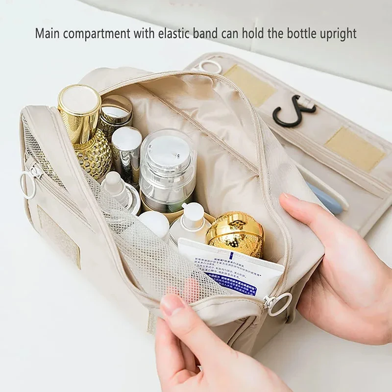 Borsa per il trucco da viaggio organizzatore per articoli da toeletta impermeabile borsa per il trucco del gancio del bagno del Neceser delle donne