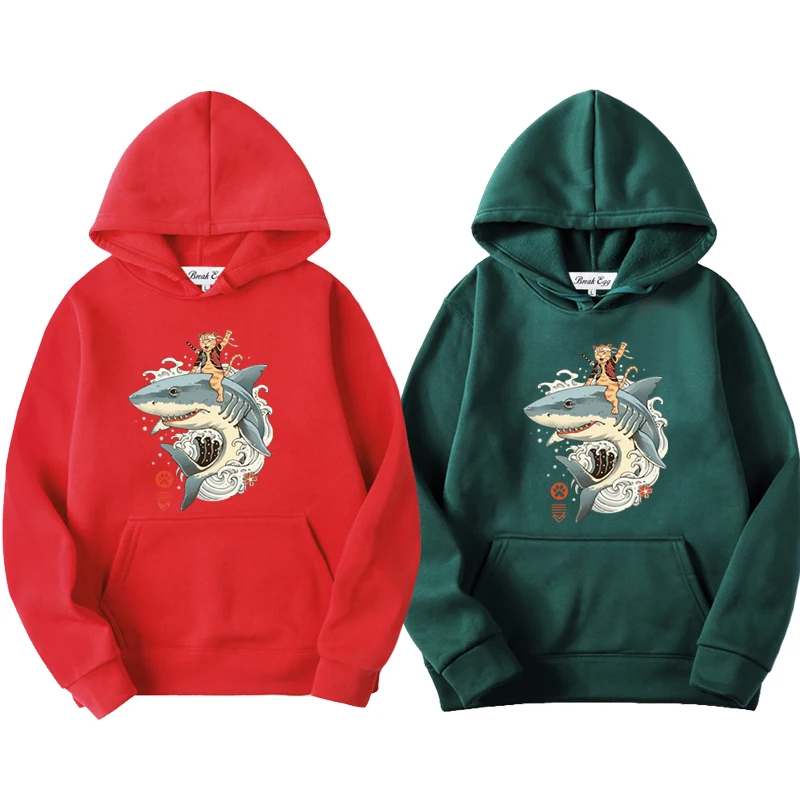 

Funny Cat Harajuku Anime Printing Women Men Hoodie Polyester Cool Cute Pullover Pockets Thin Loose Autumn Sweater